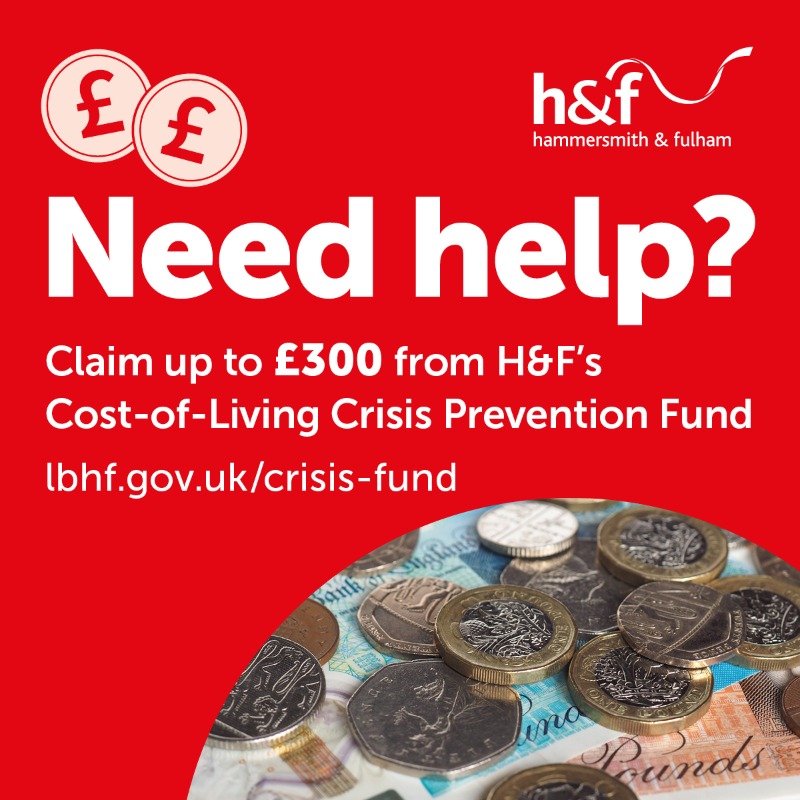 LBHF's tweet photo. If you are struggling to afford food or pay bills, you may be eligible to claim up to £300 from our Crisis Prevention Fund.

It's a one-off payments to help households that are in crisis to meet day-to- day essential living costs.

Find out more: https://t.co/s1Cd8iQZBf https://t.co/qnirYf035H
