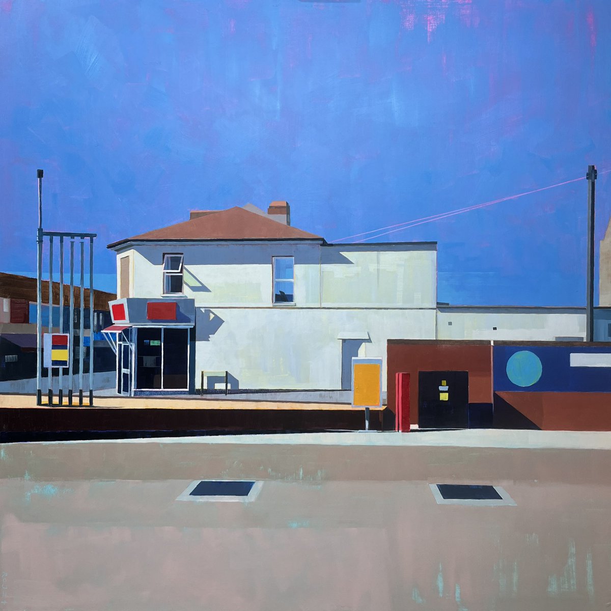 richardmcj's tweet photo. Fresh off the easel..

Forecourt 2 (Reverse) - oils on cradled panel, 50cm sq. 

Finishing touches done. A reverse view from an earlier painting of my local garage forecourt - inside looking out. Very pleased with the combination of size and subject, which allowed me to focus more on the process. Hugely enjoyable to try and employ some lessons learned from recent gallery trips. 

#oilpainting #gloucesterroadbristol