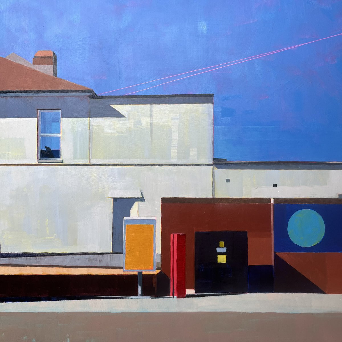 richardmcj's tweet photo. Fresh off the easel..

Forecourt 2 (Reverse) - oils on cradled panel, 50cm sq. 

Finishing touches done. A reverse view from an earlier painting of my local garage forecourt - inside looking out. Very pleased with the combination of size and subject, which allowed me to focus more on the process. Hugely enjoyable to try and employ some lessons learned from recent gallery trips. 

#oilpainting #gloucesterroadbristol