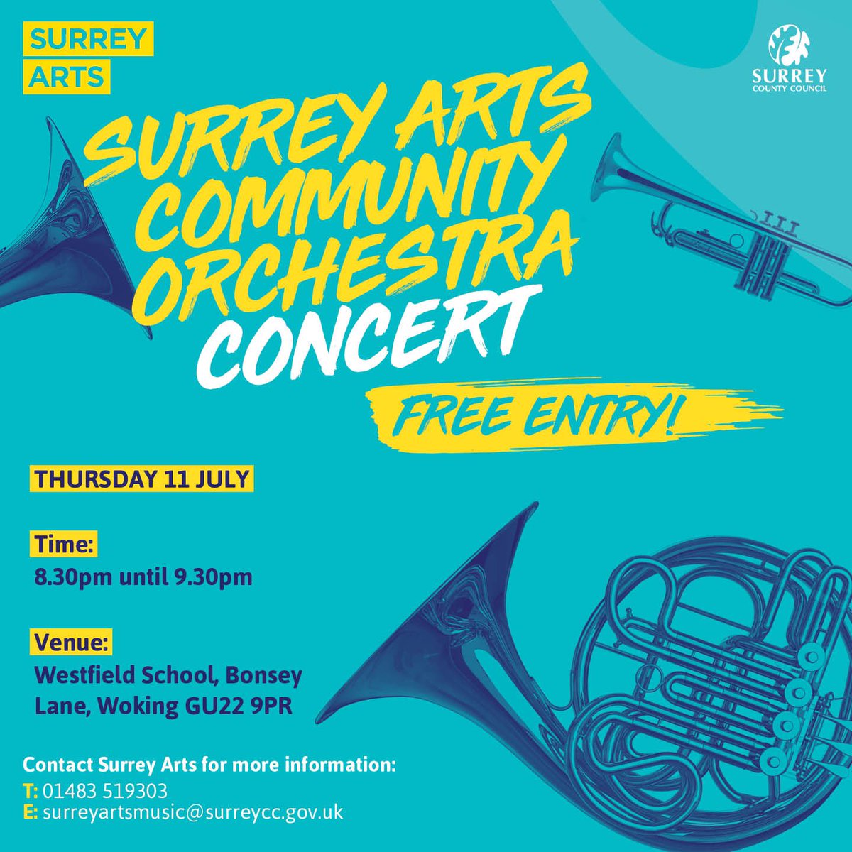 A free concert on Thursday evening at Westfield School, Woking. All welcome, and if you are thinking of joining an orchestra come and say hi! 😃🎵🎵