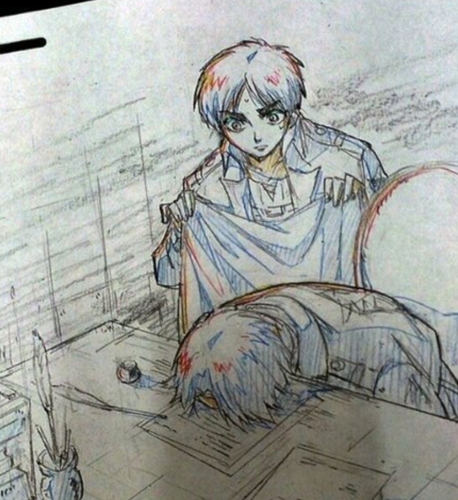 책상에 머리 처박고 자는 병장한테 담?요 덮어주는 에레니 진심 맘이 따수워짐