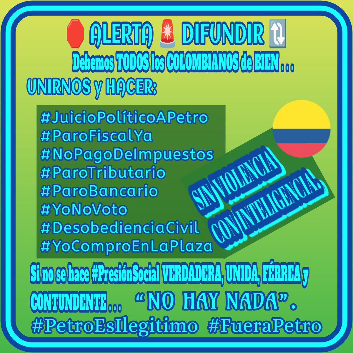 ¿Qué les pasa que no los veo haciendo la tarea? 🔃🔃🔃🔃🔃🔃🔃🔃🔃
#JuicioPoliticoAPetro 
#ParoFiscalYa
#NoPagoDeImpuestos
#ParoTributario
#ParoBancario
#YoNoOto
#DesobedienciaCivil
#YoComproEnLaPlaza
#PresiónSocial
#PetroIlegitimo #FueraPetro
🔃🔃🔃🔃🔃🔃🔃🔃🔃🔃🔃🔃🔃