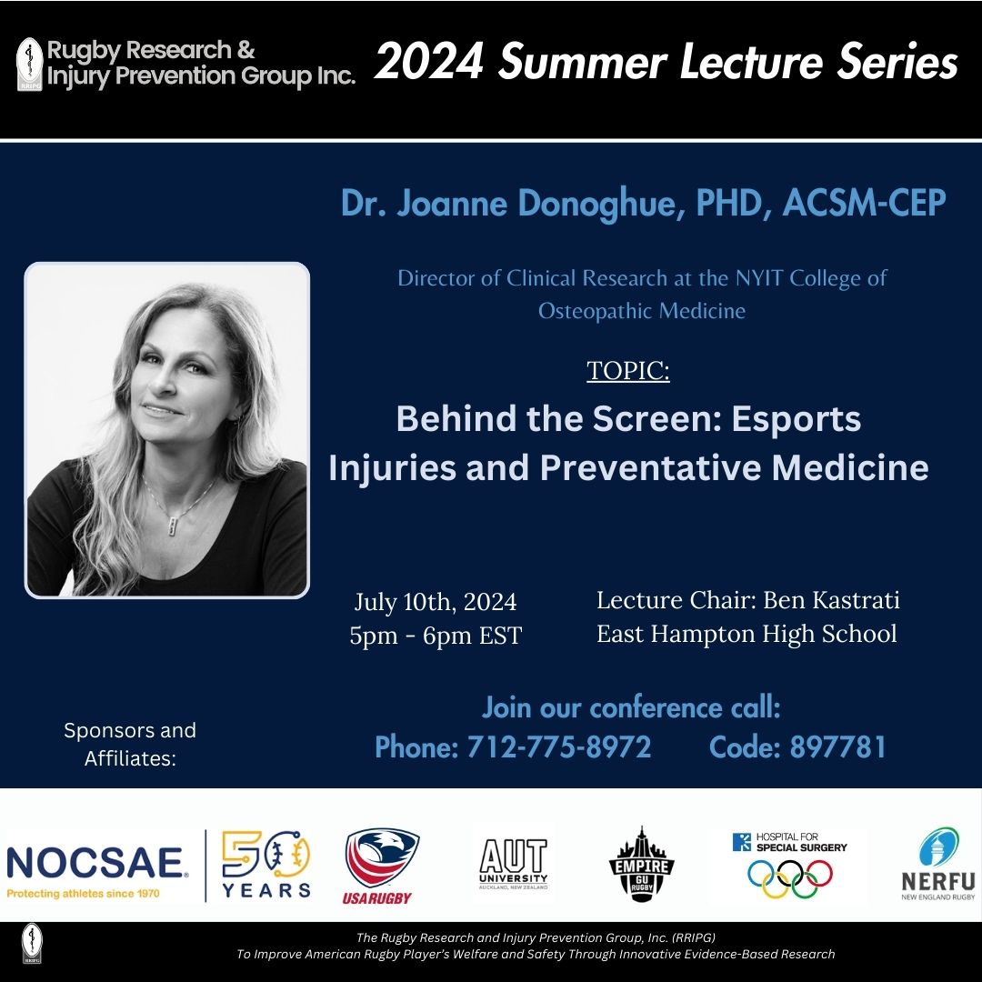 For our 6th #SLS, we are honored to have Dr. Joanne Donoghue PhD speak with us. Dr. Donoghue will present “Behind the Screen: Esports Injuries and Preventative Medicine” today from 5pm-6pm EST. Don't miss it, join our conference call at 712-775-8972 and use the code 897781!