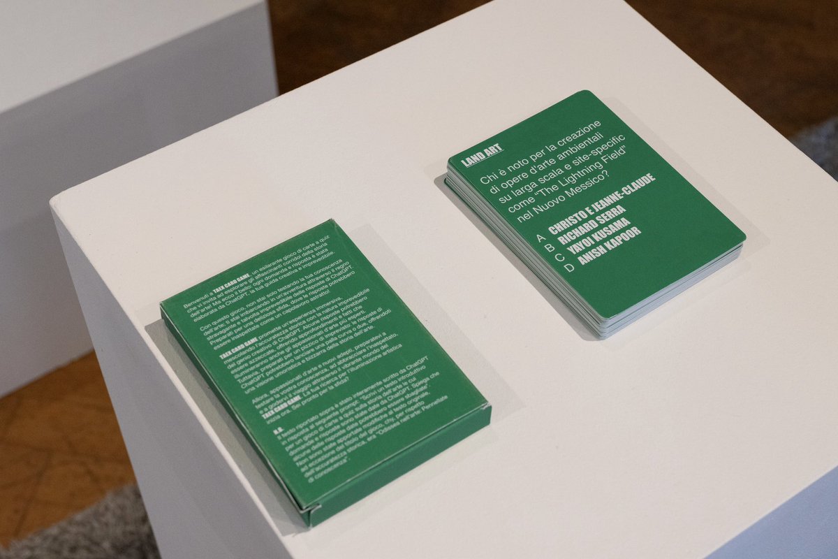 AI doesn't know much about art history 🤖

Dr Antonio Geusa prepared a scecial quiz card game for the Scoletta dell'Arte: Digital Reform exhibition. Each card presents a question, 4 possible answers, the right one according to AI, and a much-needed explanation when the machine