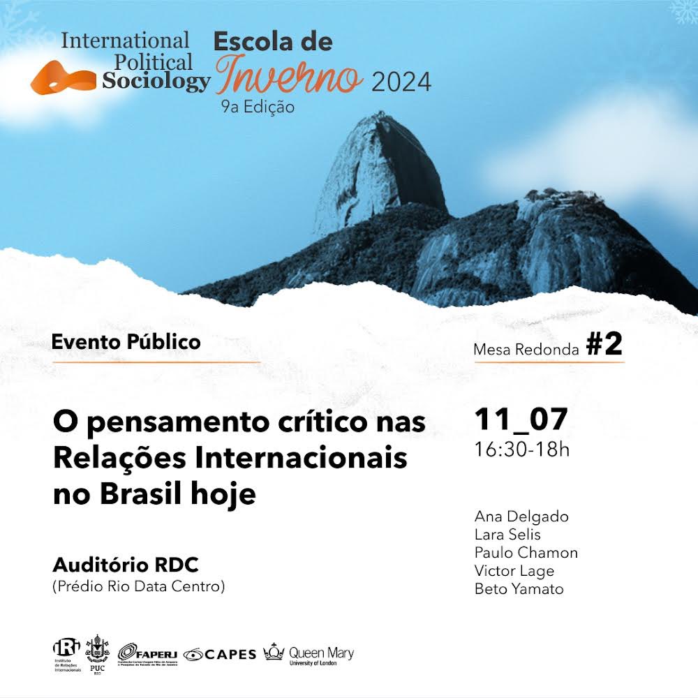 Convidamos a todas/os para a segunda mesa-redonda da IPS Winter School 2024. 

A mesa redonda visa (re)pensar, (re)imaginar e (re)posicionar o pensamento crítico em Relações Internacionais no – sobre e a partir do – Brasil hoje e os múltiplos usos da IPS na articulação da crítica