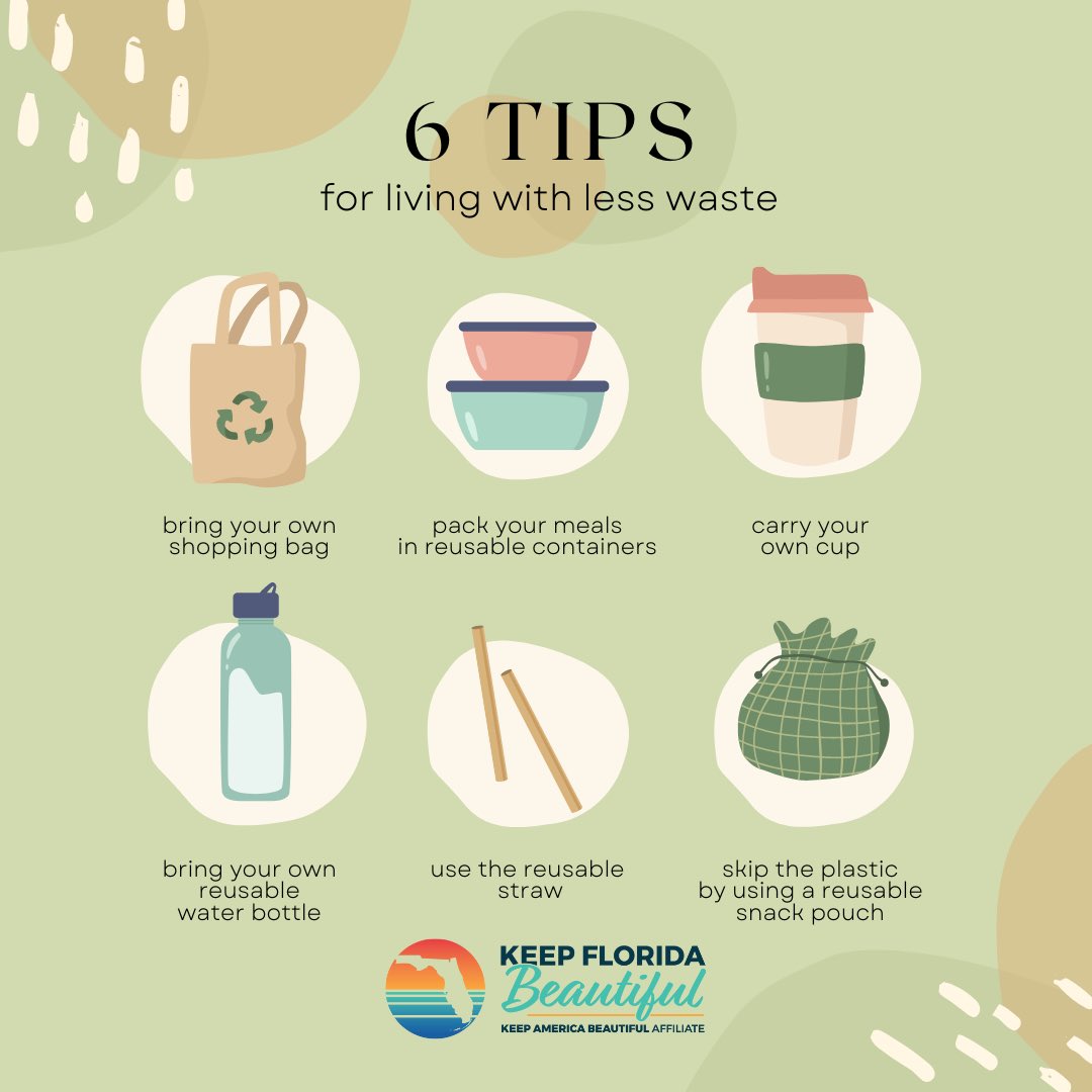 Simple changes have big impacts. Try switching just one everyday item for a more sustainable option and you will notice the positive impact it will have to help eliminate waste.
#keepflbeautiful #sustainability #reducewaste #florida #reduce #reuse #recycle