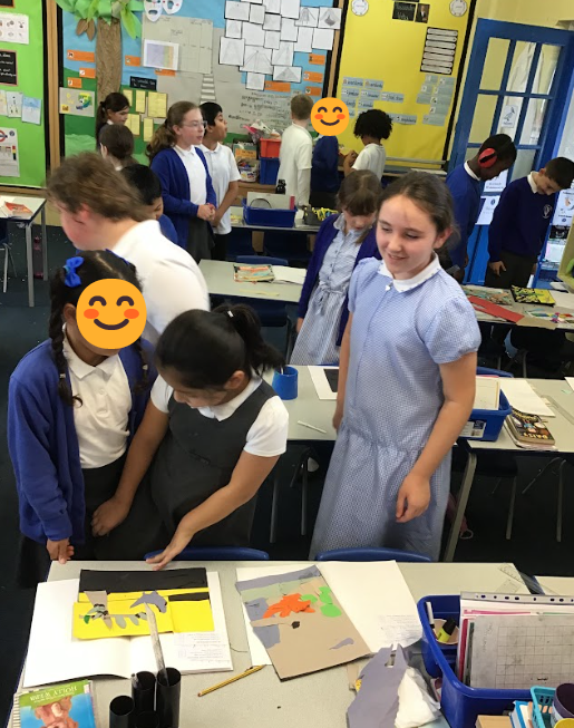 PelhamYear4's tweet photo. We held an art gallery in our classroom to allow the children to admire each other's completed art collages. 🤩🖼️ @PelhamPrimary_ @trustilluminate https://t.co/COHOkmp9ni