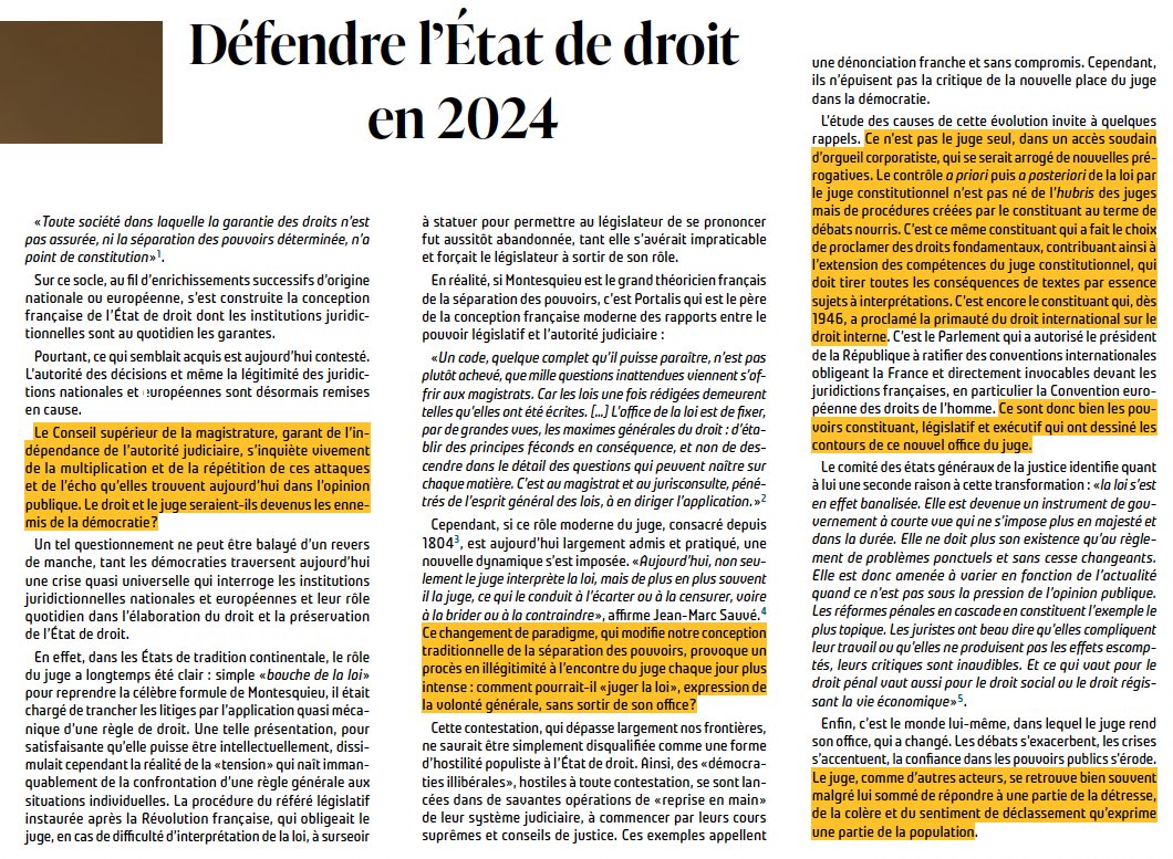 N_Hervieu's tweet photo. Etat de droit : Inédite prise de position du @CSMagistrature.

Où il s'inquiète des attaques contre le droit &amp; les juges.

Et martèle que « ce sont les pouvoirs constituant, législatif &amp; exécutif » qui ont confié aux juges la protection des droits fondamentaux.

Démocratiquement. https://t.co/NzNCfxEhPi