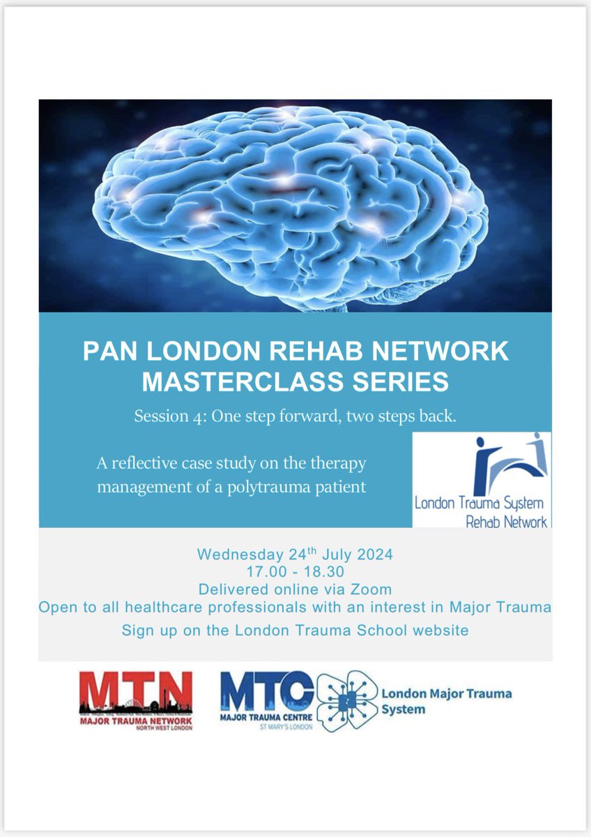 Kirsty Harwood (@kirstyharwood) on Twitter photo LEARNING OPPORTUNITY 🎓📝🚑
Our next PAN London Rehab Network online masterclass - “One step forward, two steps back” 👣 Hosted by <a href="/SMHMajorTrauma/">SMH Major Trauma</a>. Please share far and wide!
<a href="/London_Trauma/">London Trauma System</a> <a href="/LonTraumaSchool/">London Trauma School</a> LEARNING OPPORTUNITY 🎓📝🚑
Our next PAN London Rehab Network online masterclass - “One step forward, two steps back” 👣 Hosted by <a href="/SMHMajorTrauma/">SMH Major Trauma</a>. Please share far and wide!
<a href="/London_Trauma/">London Trauma System</a> <a href="/LonTraumaSchool/">London Trauma School</a>