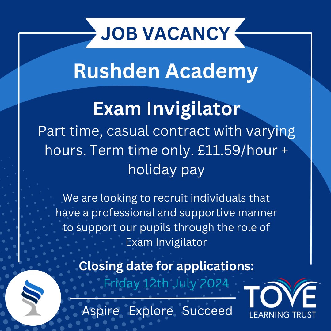 We are hiring! Have a look at our website for more information and the application form. rushden-academy.net/index.php/abou… #TeamRushden
