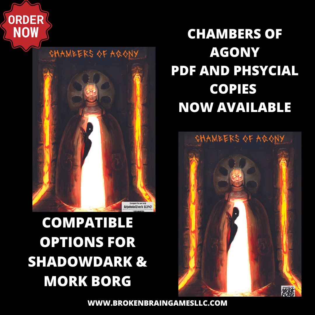 RagnaBorg phsyical copies are live on the website for order. We also have Chambers of Agony a successful Kickstarter product by <a href="/dice_dish/">Dice & Dish</a> . We have a physical copies &amp; PDF. Chamber of Agony takes alternative spin to gods in the Mork Borg or Shadowdark universe.