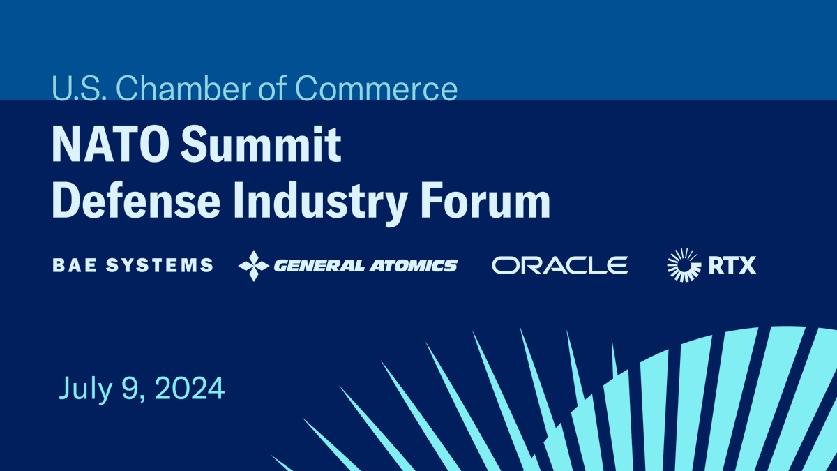The #NATO Summit Defense Industry Forum is underway!

This is the first-ever NATO-endorsed working conference between defense industry CEOs, allied defense ministers &amp; top NATO officials to boost defense production &amp; transatlantic industrial cooperation. events.uschamber.com/natosummitdifv…