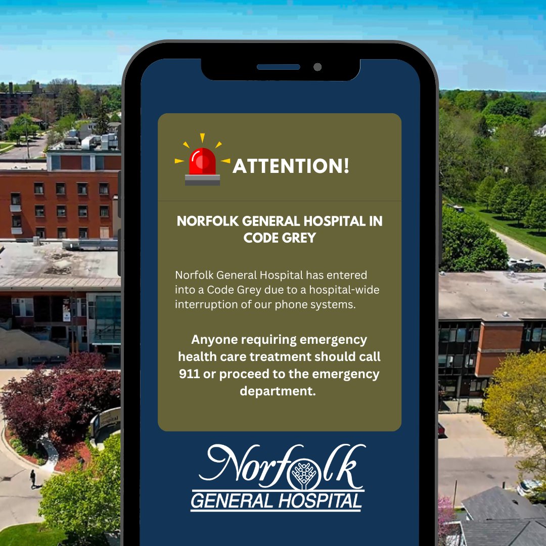 On Tuesday July 9, 2024, NGH entered into a Code Grey due to a hospital-wide interruption of our phone systems.

The Emergency Department remains open and fully operational, and patients should proceed with their scheduled appointments.

bit.ly/4eY9tm4