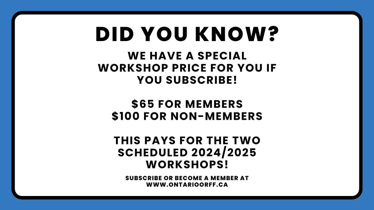 We have a special subscription that gives access to both of our 2024/2025 workshops at a discounted price!

The regular pricing per workshop is $40/Members, $60/Non-Members, and $30/Retirees and Full-Time Students.

Go to our website for more information!