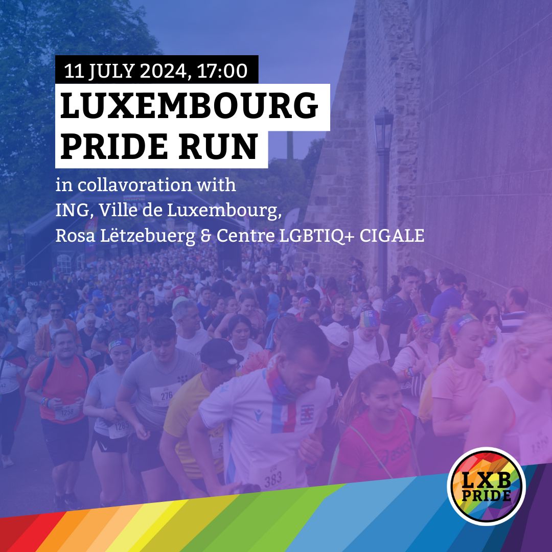 LuxembourgPride's tweet photo. Our programme for this thursday, 11. July 2024

19:00 - LUXEMBOURG PRIDE RUN
16:00 -01:00 - SECRET MUSIC SESSIONS: PRIDE EDITION

#LuxembourgPride #Pride2024 #CelebrateDiversity #LoveIsLove #LuxembourgPride2024 #TogetherInUnityProudInDiversity https://t.co/j6nmQfpfSZ