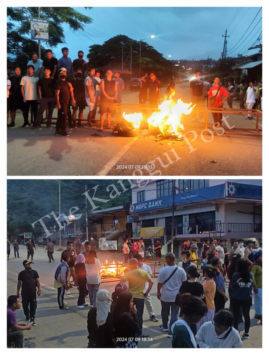 AboriginalKuki's tweet photo. Kuki Hills,Manipur📍
9/7/2024

Kuki’s march to the streets once again to condemn the unwarranted arrest of 5  Kuki Village volunteers at Phaitol Village of Jiribam district yesterday and L. Hengjang of Kangpokpi district earlier this morning without probable cause. 

The Kuki Inpi further calls for a total shutdown in all Kuki dominated areas for the 10th of July raising slogans -

"Arrest the oppressors, not the victims.”
“Arrest INJUSTICE, not the KUKIS.” etc

The arbritary arrest under the presence of central forces screams discriminatory policing and need to be called out.
The arrested individuals must be released immediately else,the unlawful motives of the central forces will come into question.