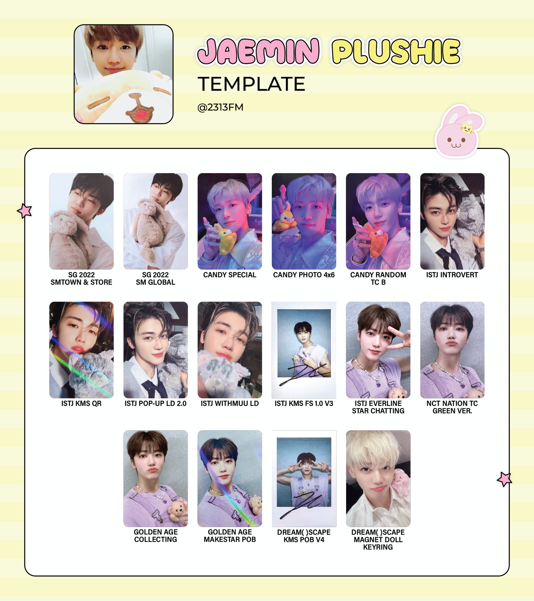 JJ ⭑ auf X: „JAEMIN 🐱 plushie photocard template/list
