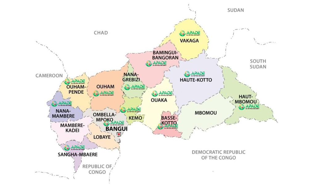 ApadeRca's tweet photo. les zones d'intervention d'APADE en République Centrafricaine. https://t.co/BefcQUf0SM