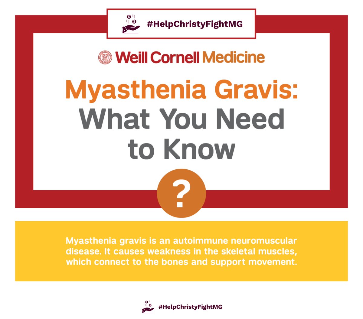 Christiana58732's tweet photo. All you need to know about Myasthenia Gravis.

#HelpChristyFightMG https://t.co/jPVuSejsrz