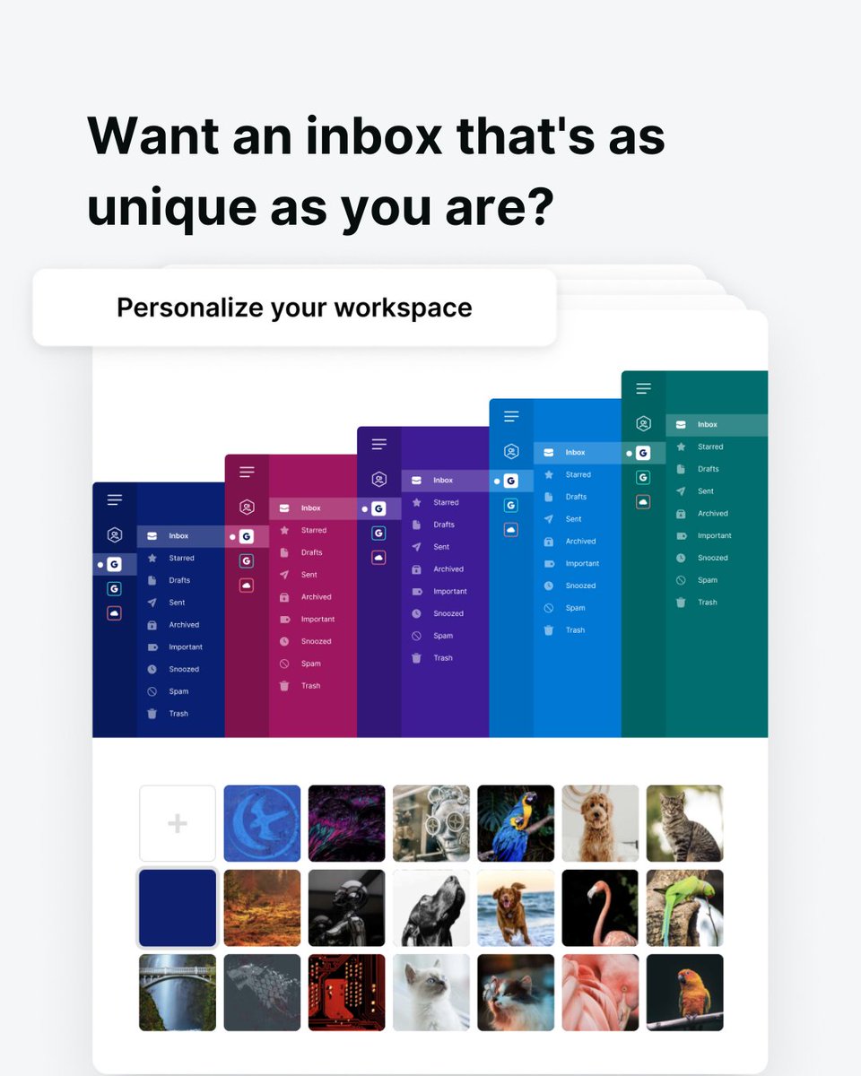 mailbird's tweet photo. One size definitely doesn't fit all. So imagine an inbox that truly reflects your personality, style, and interests. 🚀 #Mailbird3 https://t.co/hPvJxUp5wG