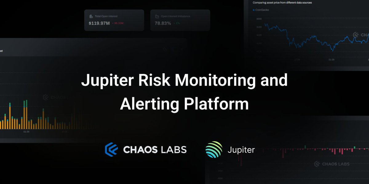 chaoslabs's tweet photo. 1/ We're proud to present the Jupiter Risk Monitoring &amp; Alerting platform! This powerful tool offers comprehensive analytics and observability, giving the @JupiterExchange community a unified gateway to crucial data and risk intelligence 🕵️

Let's dive into the features below 👇 https://t.co/qbWoIHrrAx