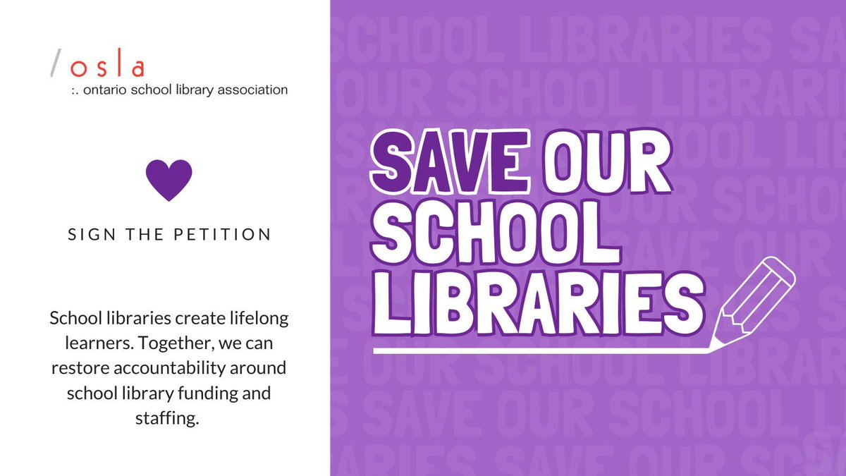 If you’re part of the school library sector, you know it has reached a tipping point with no protected funding. On behalf of <a href="/oslacouncil/">OSLA Council</a>, we ask for your help in raising awareness. Please sign the petition and help Save Our School Libraries. bit.ly/aboutsaveoursc…