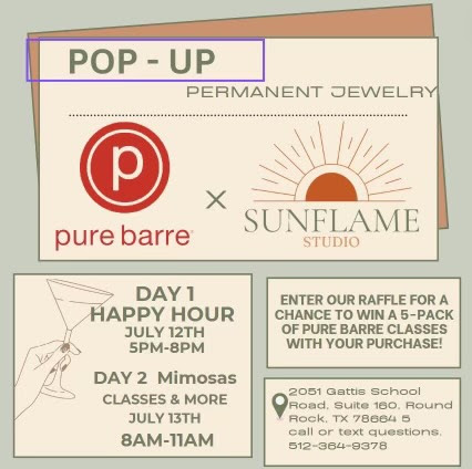 lifestyletexas's tweet image. Join us for a fun Happy Hour with other barre babes! 💃💎🍹 Get your permanent jewelry with a mimosa in hand. #BarreBabes #HappyHourFun

Dates: July 17 @ 4:30pm, July 18 @ 9:30am, July 23 @ 12pm

Book Now: zurl.co/XiG0  📅🔗 

@purebarreRR