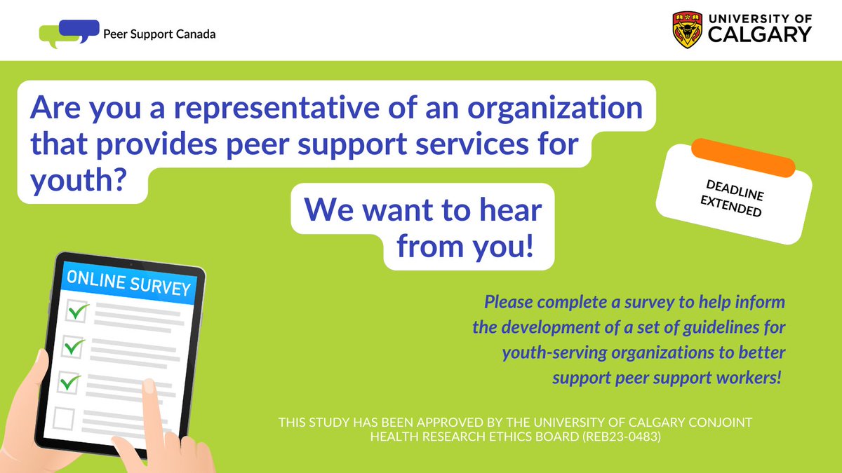 If you are a representative of an organization that provides youth peer support services, please complete this survey! The info collected will be used to develop guidelines for youth-serving organizations to better support peer supporters! ow.ly/UYVx50SvRFj