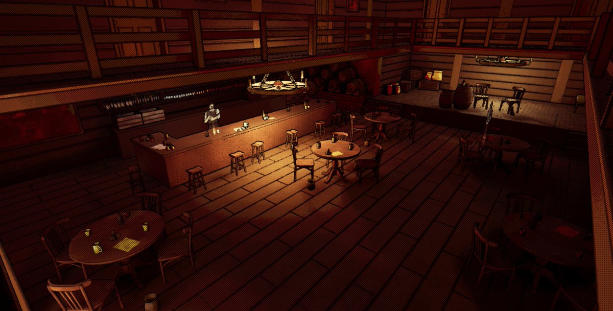 Before and after lighting from our bar scene work.

#indiedev #indiegame #gamedev #UnrealEngine5
