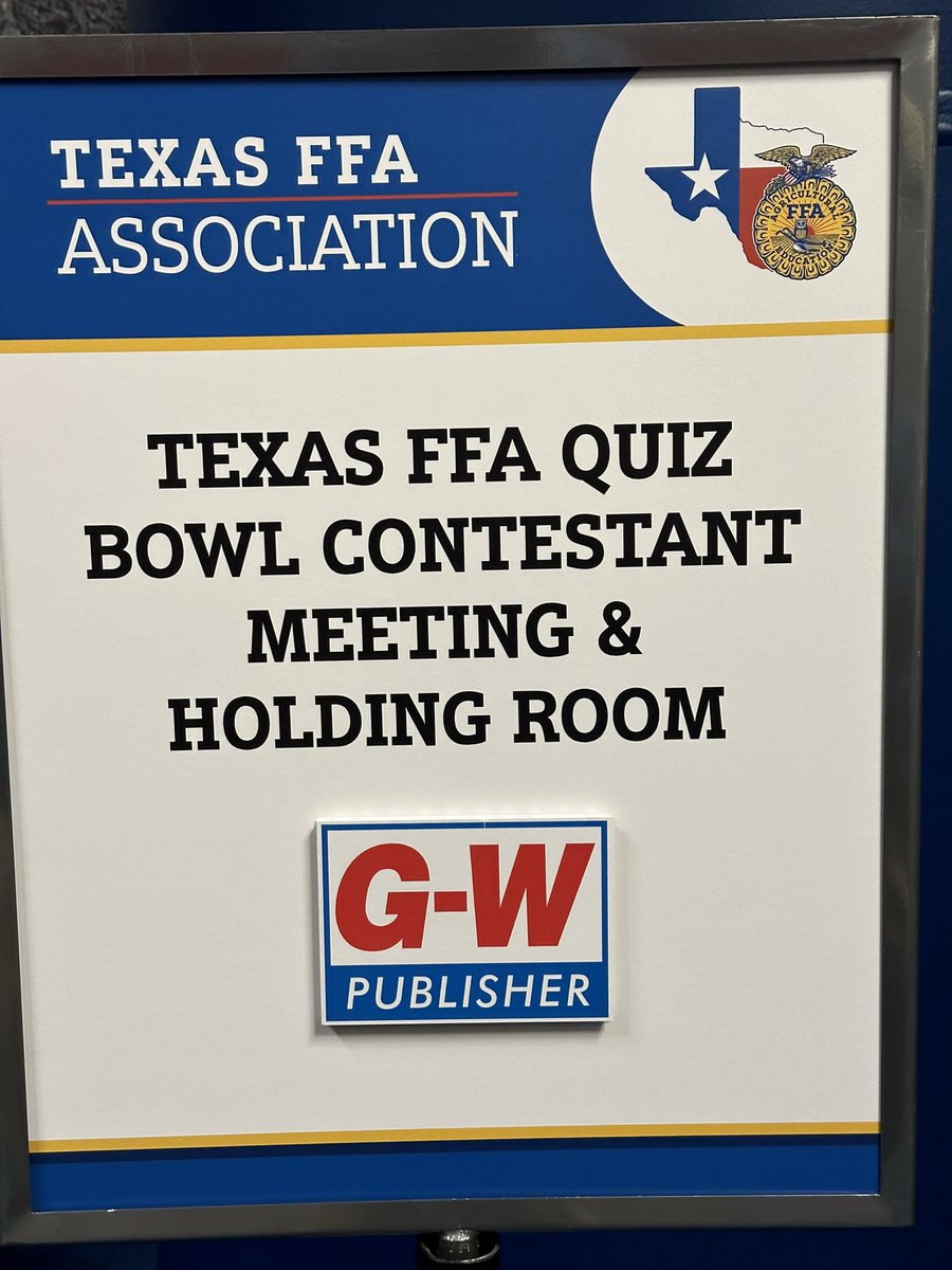 ECMrP's tweet photo. Texas FFA association
 Quiz bowl starting now.  Come check it now.  Sponsored by Goodheart Wilcox publishers. https://t.co/uUE84vWbBj