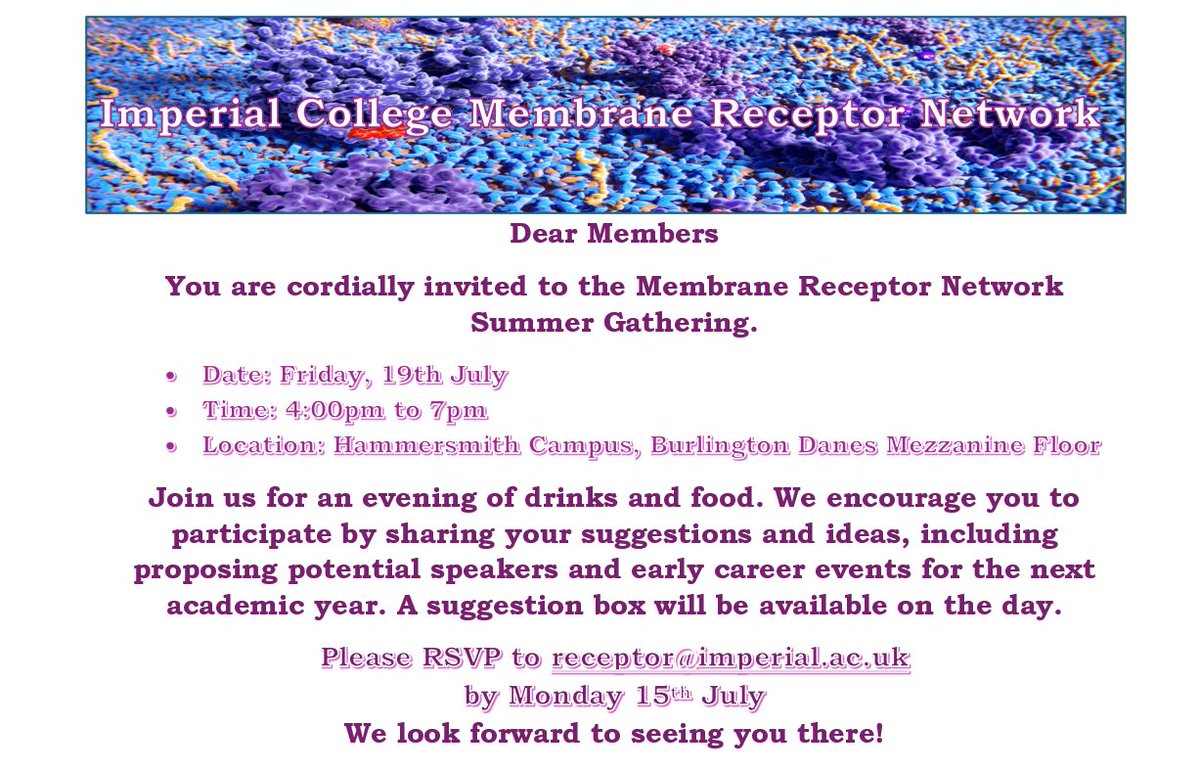 ICL_Receptors's tweet image. Join us for our Summer Gathering next Friday at the Hammersmith Campus - details below!