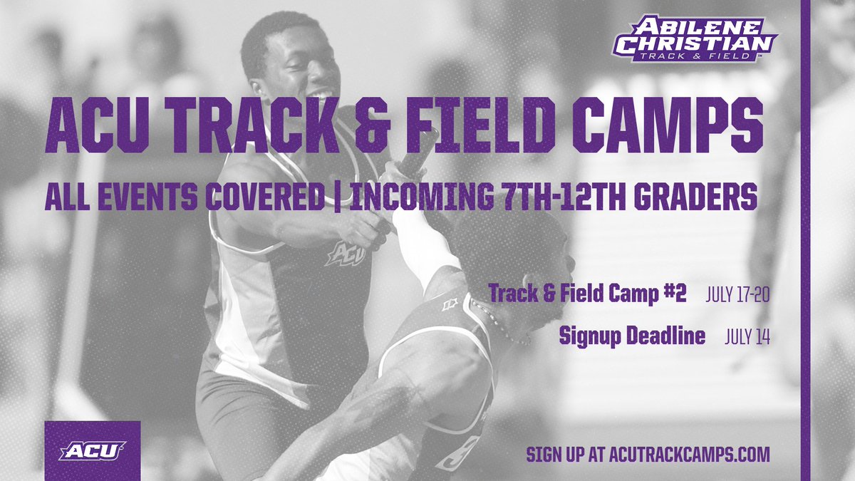 🚨 Just over a week until our 𝙇𝘼𝙎𝙏 ACU Track &amp; Field Camp this summer! 🚨

Signup by July 14 at acutrackcamps.com to secure your spot in a camp geared towards teaching athletes how to compete for Christ at the Division 1 level. All events covered!

#ACUTF | #GoWildcats