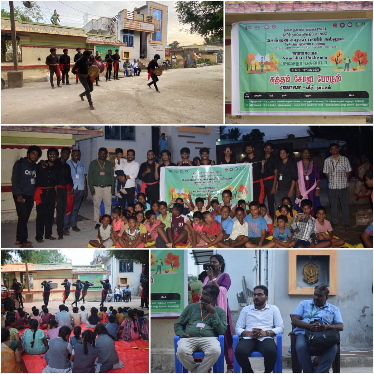 IOCLSRPLEnnore's tweet photo. As part of Swachhata Pakhwada, the NSS &amp; YRC volunteers of Madras School of Social Work in collaboration with IOCL conducted an awareness program on the importance of cleanliness on the topic “Suththam Sooru Podum in Karalapakkam village. 
@iocl_srpl1 https://t.co/2GQYc2osRL