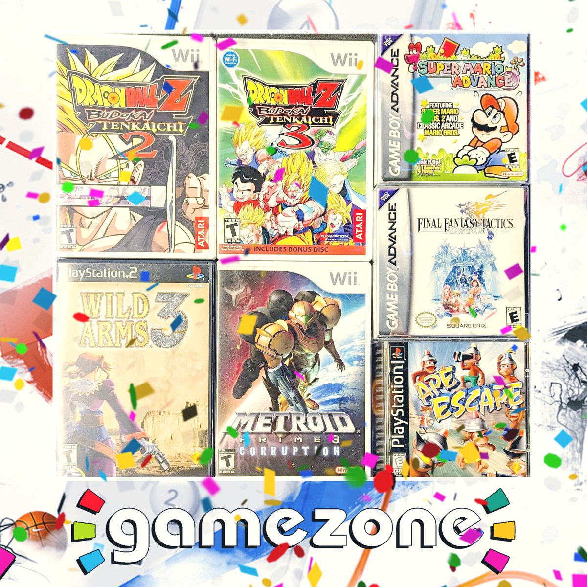 TheGameZoneGZ's tweet image. TJi! #dragonballzbudokaitenkaichi2 #dragonballzbudokaitenkaichi3 #wildarms3 #metroidprime3corruption #supermarioadvance #finalfantasytactics #apeescape #wii #wiigames #ps2 #ps2games #ps1 #ps1games #gameboyadvance #gbagames #thegamezone #hillsdalenj