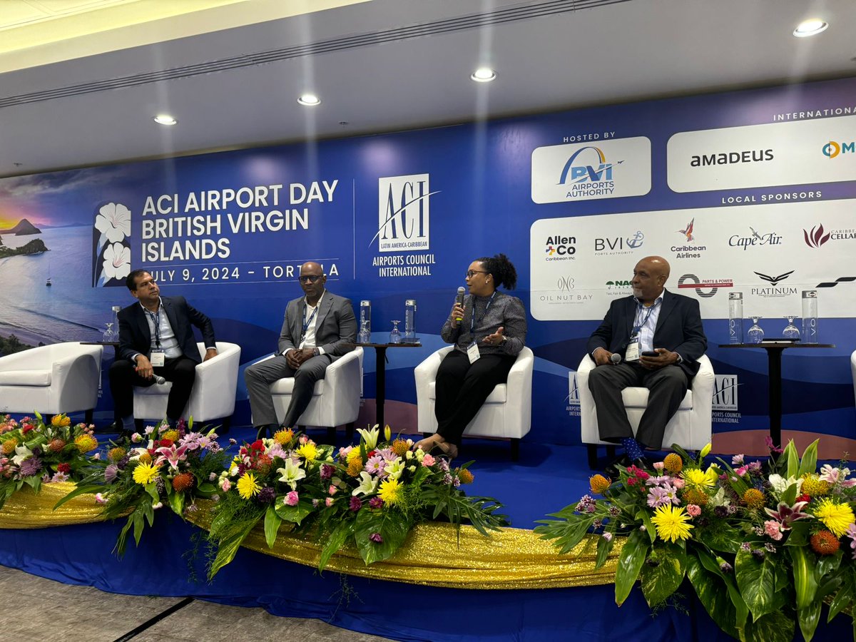 ACI_LAC's tweet photo. At #ACIAirportDayBVI, the first panel highlighted aviation as a driver of tourism and social development in the Caribbean.✈️Key: Liberalization for better connectivity. With Yuri Feliciano @SITAonline, Annaleen Lord @IATA, Albert Anderson @CaymanAirports, Clive McCoy -BVI Tourism https://t.co/JXulrM4H6v