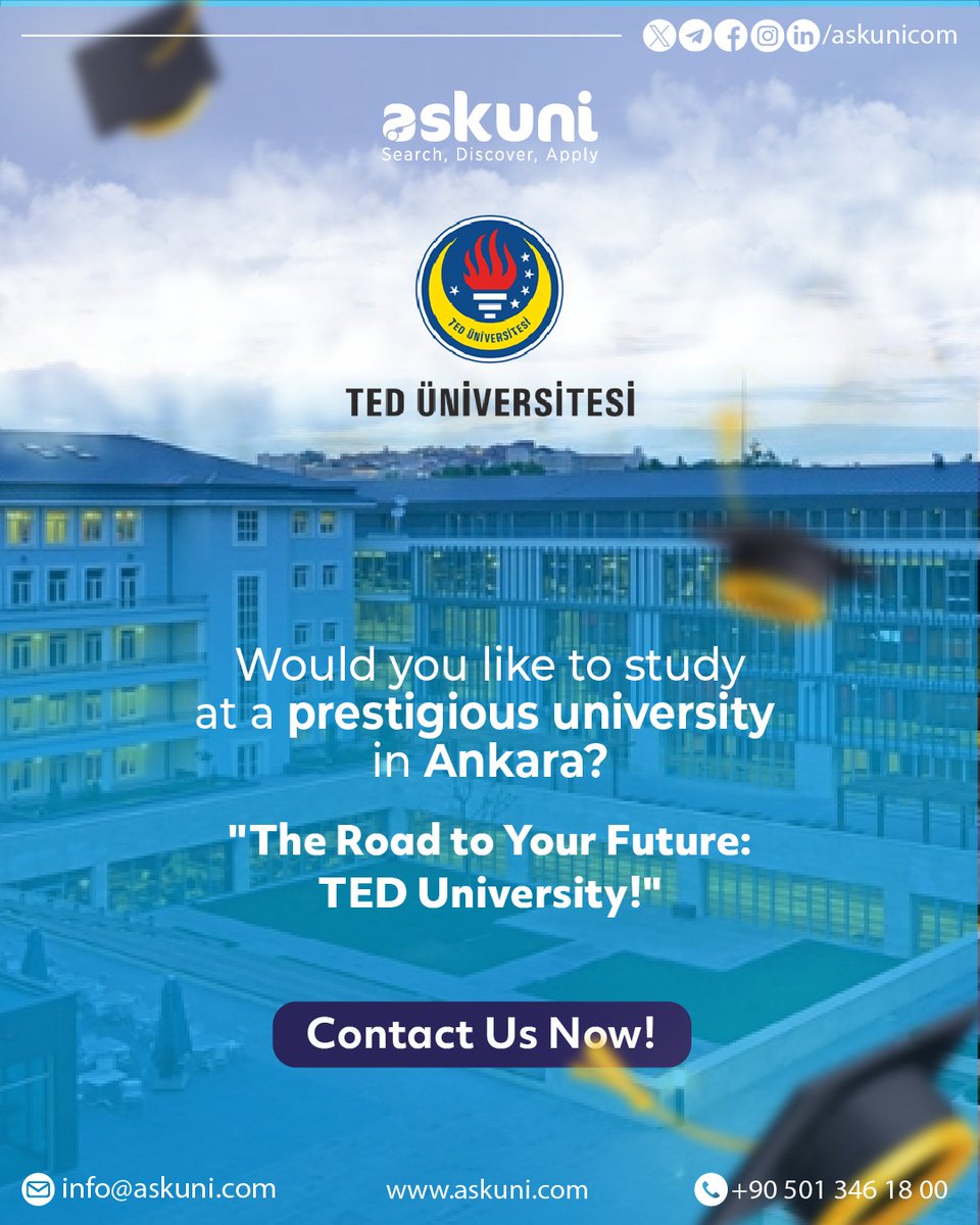 askunicom's tweet photo. 🌟TED University: A Hub of Science and Innovation in Ankara

TED University is a prestigious institution located in Ankara, the capital of Turkey, offering excellence-focused education to its students.

Your dream university is within reach! https://t.co/vUkObZKOkq