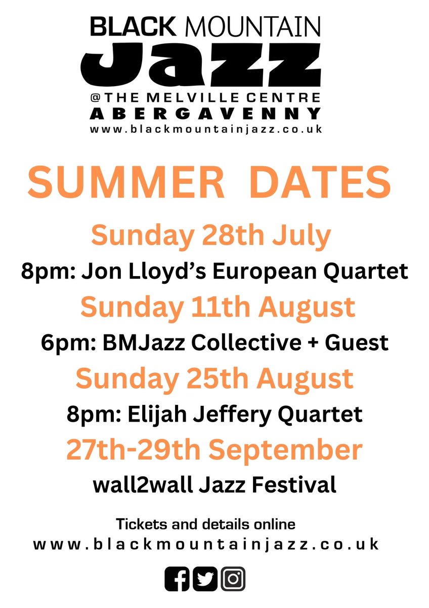 BMJAZZCLUB's tweet photo. Dates for the Diary. 
https://t.co/tz49N5VufV
Bringing live jazz to the heart of Abergavenny. https://t.co/nJuoBpPcSn