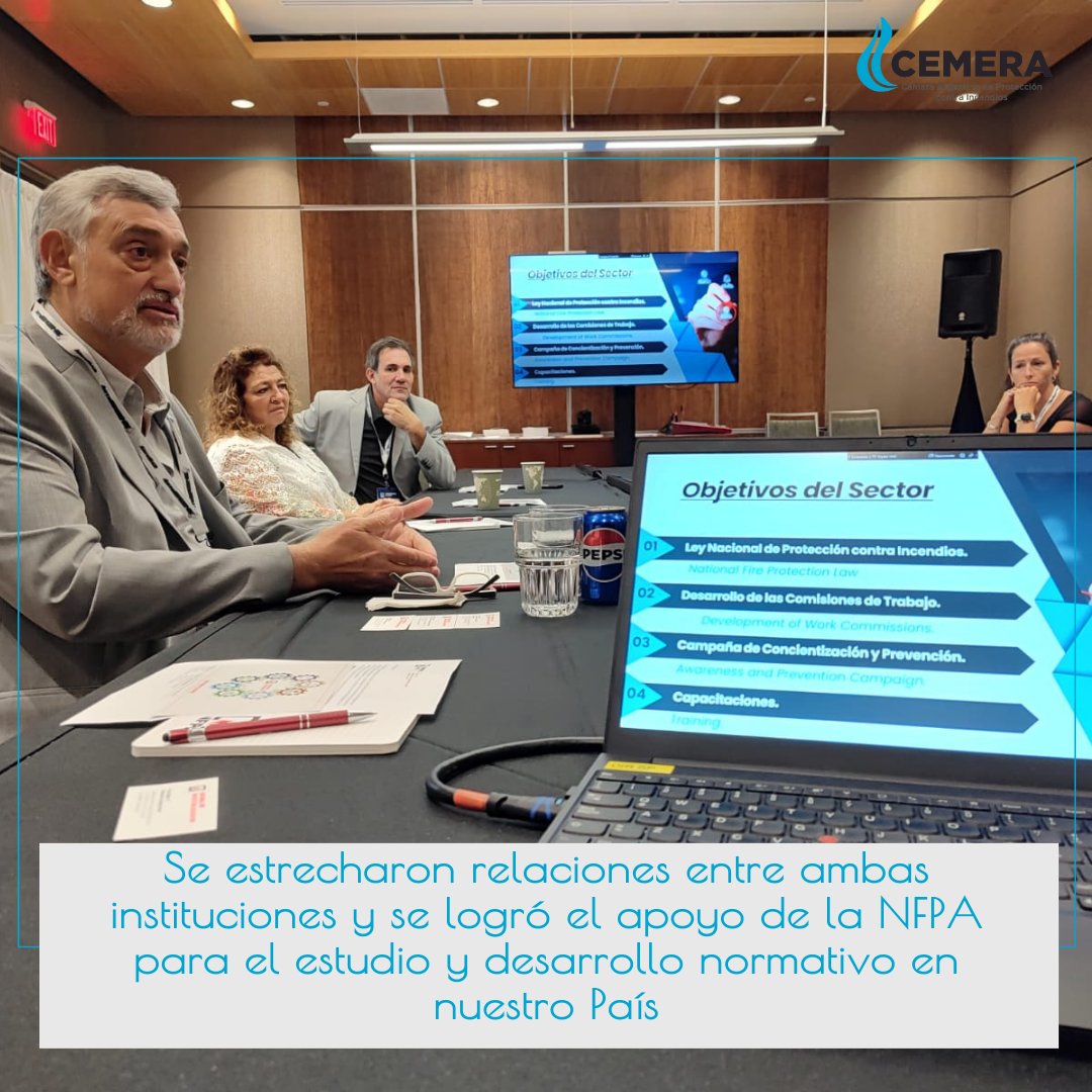 camaracemera's tweet photo. El Presidente de Cemera Sr. Gustavo Falcati junto con los Vocales José M. Placeres y Sra. Sofía Phoels; participaron de una reunión con Directores de NFPA en ocasión de realizarse el Congreso y Expo Orlando 2024.

@redcame  
@FECOBAORG https://t.co/Y5qYKw1EUK