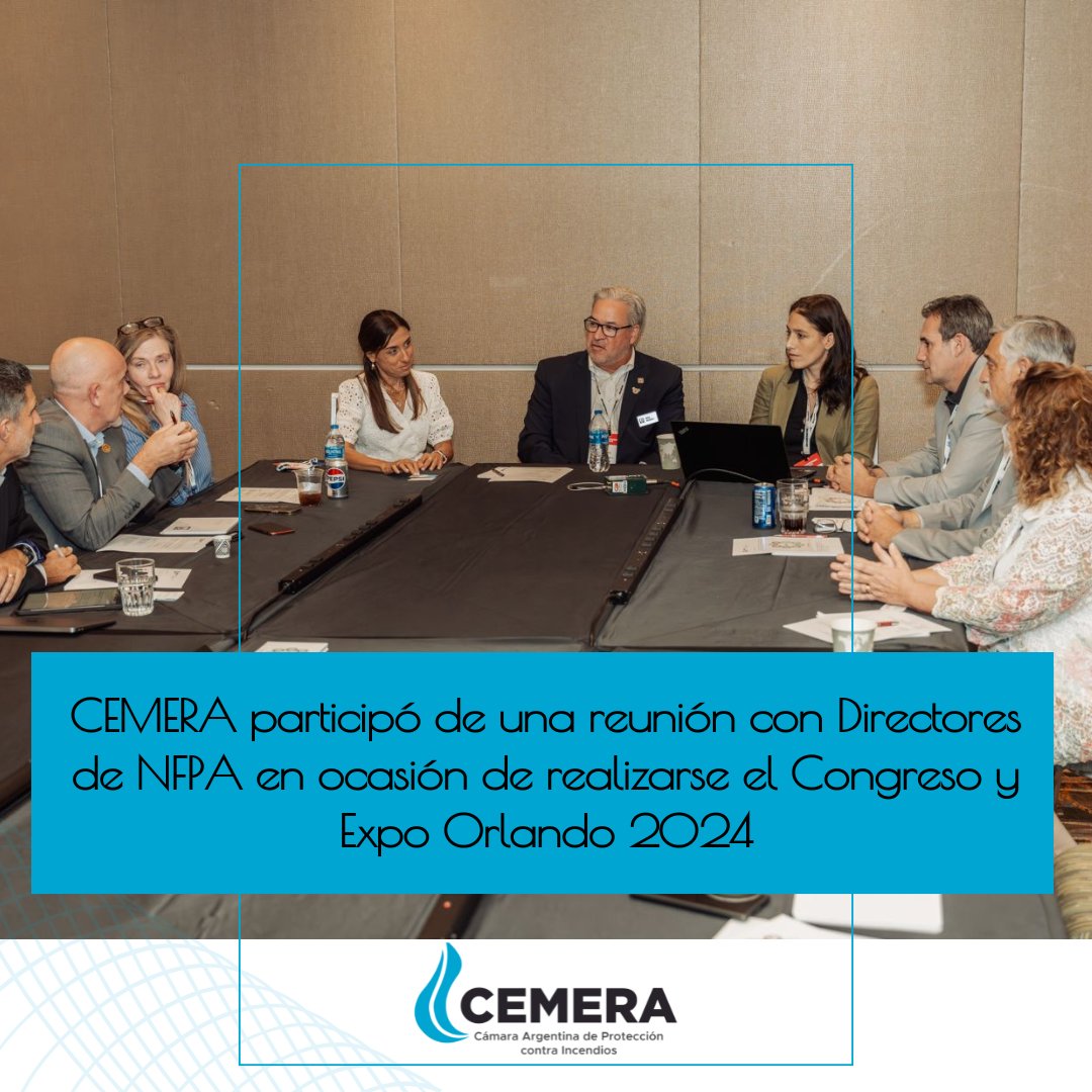 El Presidente de Cemera Sr. Gustavo Falcati junto con los Vocales José M. Placeres y Sra. Sofía Phoels; participaron de una reunión con Directores de NFPA en ocasión de realizarse el Congreso y Expo Orlando 2024.

<a href="/redcame/">CAME</a>  
<a href="/FECOBAORG/">FECOBA</a>