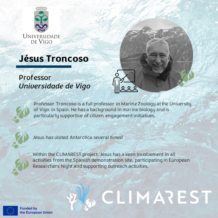 climarest's tweet photo. #FacesOfCLIMAREST - Professor Jesus Troncoso
🧠 Jesus is a Professor in Marine Zoology at the Universidade de Vigo. He is involved in #WP4 - restoration of the European Blue Lobster in Spain.
#MissionOcean #HorizonEU #climarest #EUMissions https://t.co/QsYAtU8tNG