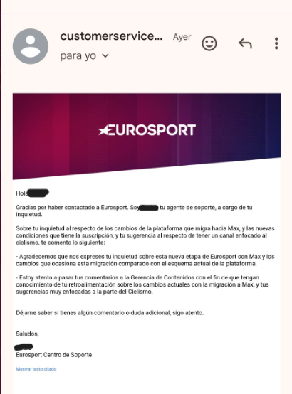 jescrihuela's tweet photo. 🚴‍♀️🚴‍♂️🚴📨📺CARTA A EUROSPORT Y MAX
@eurosport  @wbd   @hbomax_es

Como saben, la migración de Eurosport a Max va a provocar un aumento significativo en los precios para los suscriptores. 

El cambio de una oferta de 40€/año a un aumento de 350% en el mejor de los casos 
⬇️