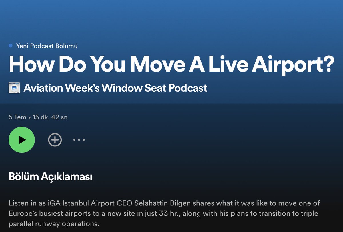 Excited to share <a href="/igairport/">iGA Istanbul Airport</a>'s ongoing pursuit of triple parallel runway operations, a significant step towards improving our operational efficiency. On <a href="/AviationWeek/">Aviation Week</a>'s Window Seat Podcast, we discussed our ambitious growth plans to increase passenger capacity to 200 million