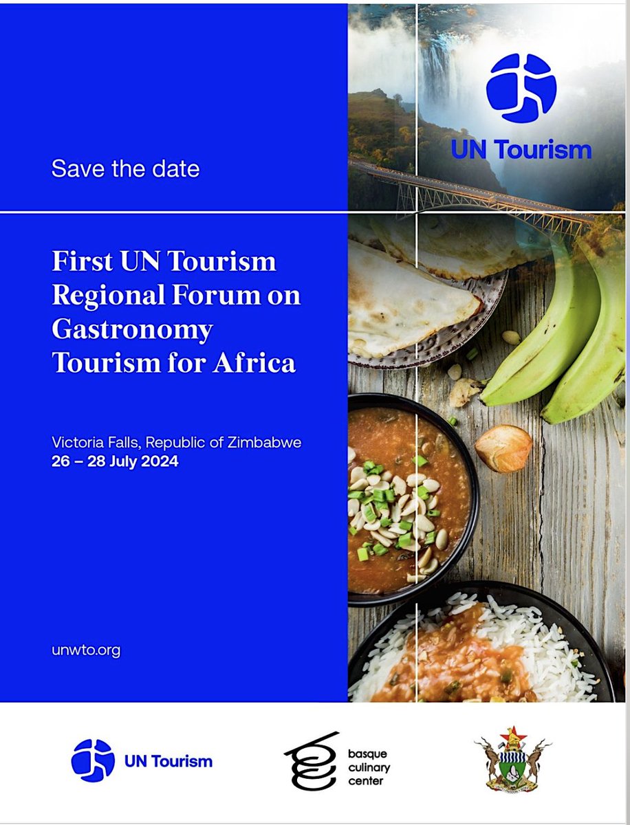 VoyagesAfriq's tweet photo. #VoyagesAfriq Are you ready to taste the flavors of Africa? Join us at the 1st UN Tourism Regional Forum on Gastronomy Tourism in Victoria Falls, Zimbabwe, July 26-28, 2024! 🇿🇼

Experience the rich fusion of food, culture, and tourism in Africa. Let's explore the continent's vibrant culinary scene together!  #GastronomyTourism

🔗https://t.co/uXbbdLl6VH