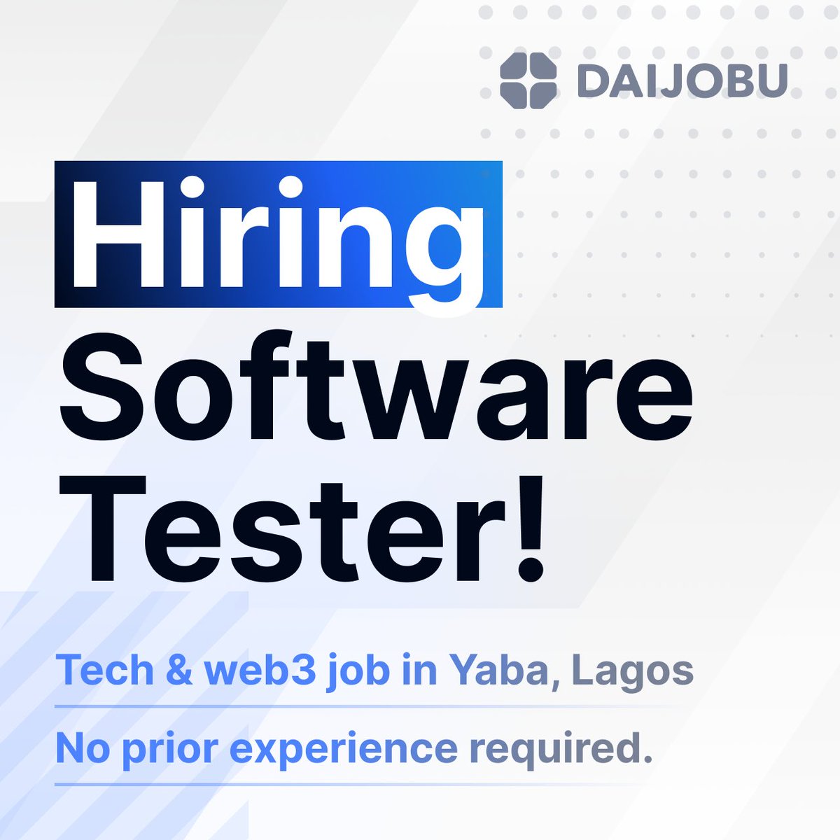 【We're hiring!! 】      
We are hiring software testers🚀

✅Work Style: Hybrid, come to site on training. You can start part-time.

✅Job Description: Checking the quality of applications by following the process on a spreadsheet.

✅ Apply here:👇
forms.gle/z4eemTyadUZh5c…

1/4