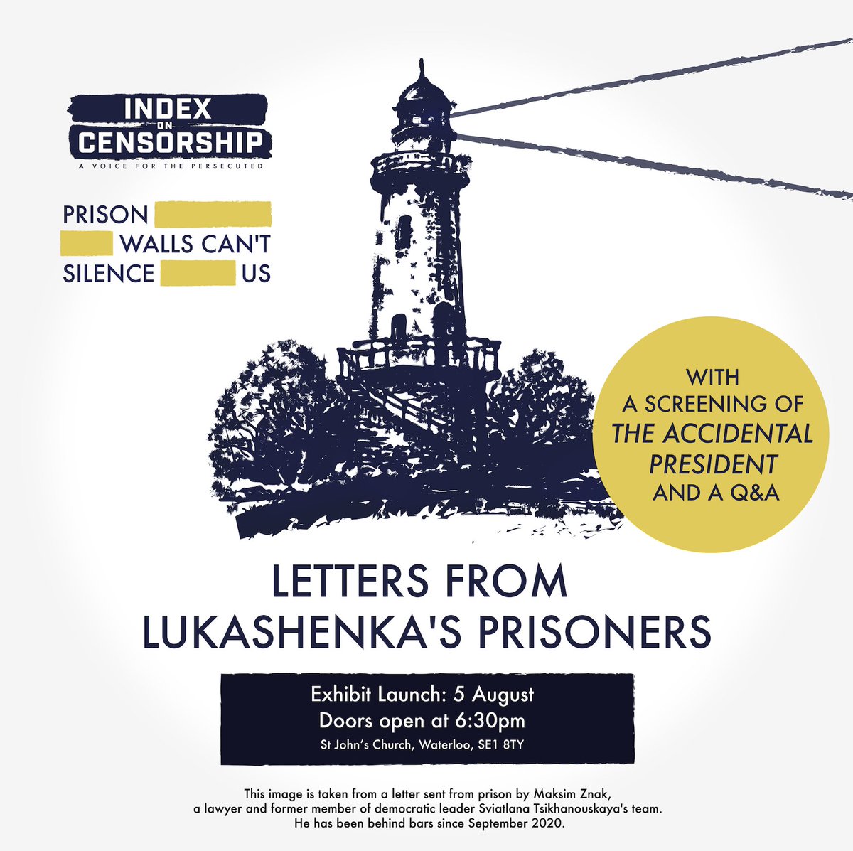 Join us as we stand in solidarity with our friends &amp; colleagues who remain behind bars in #Belarus, 4 years after the fraudulent presidential election that saw Lukashenka return to power

📅 Monday, 5 August 2024 
📌 @stjohnswaterloo 
👉 Register free: eventbrite.co.uk/e/letters-from…