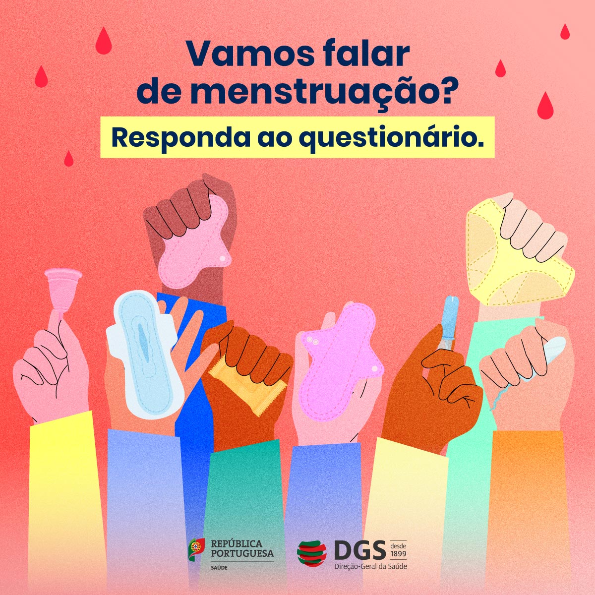 DGSaude's tweet photo. A menstruação é um processo fisiológico com impacto na saúde e bem-estar das 𝐩𝐞𝐬𝐬𝐨𝐚𝐬 𝐪𝐮𝐞 𝐦𝐞𝐧𝐬𝐭𝐫𝐮𝐚𝐦.
A DGS vai realizar um diagnóstico de situação sobre a saúde menstrual em Portugal.
𝐏𝐚𝐫𝐭𝐢𝐜𝐢𝐩𝐞. 𝐒𝐚𝐢𝐛𝐚 +: https://t.co/zHjxP02iEo
#DGS #saúdemenstrual https://t.co/g0tzcE4sNX