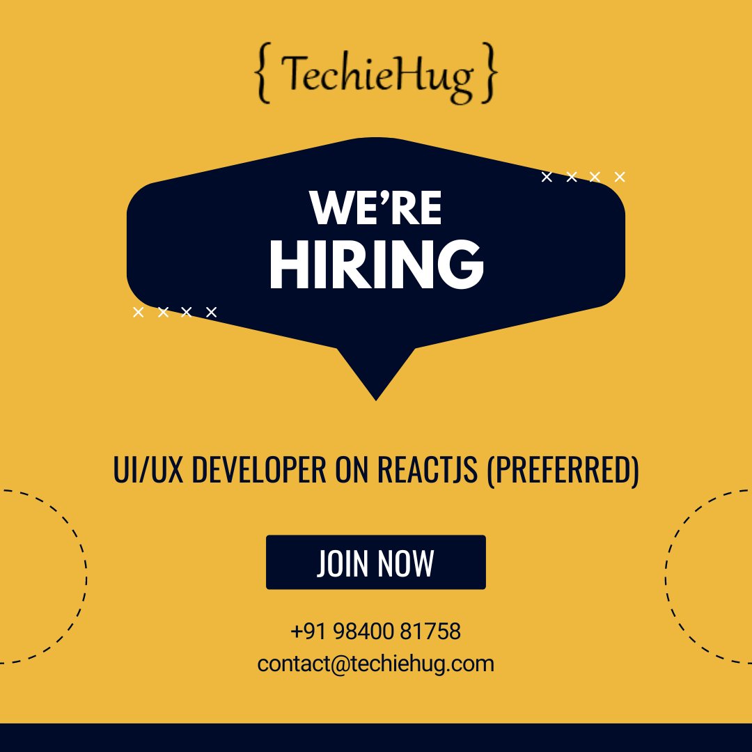 techiehugtech's tweet image. TechieHug needs a talented UI/UX Developer! Utilize your ReactJS skills to transform digital interfaces. 🌟💻 #TechieHug #ReactJS #callnow