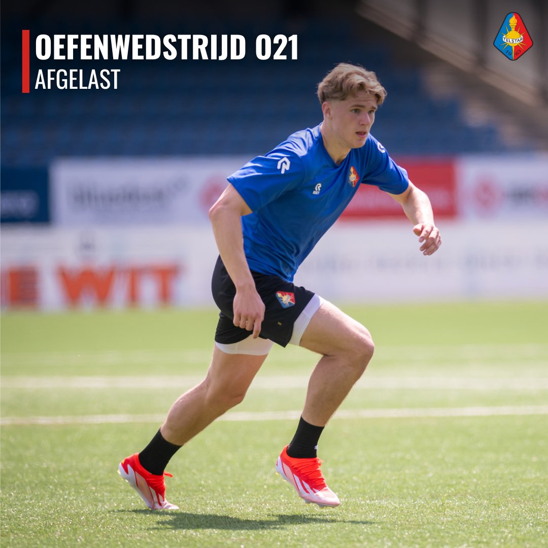 De oefenwedstrijd van Onder 21 tegen Hollandia van vanavond is vanwege de weersverwachting afgelast.⚠️