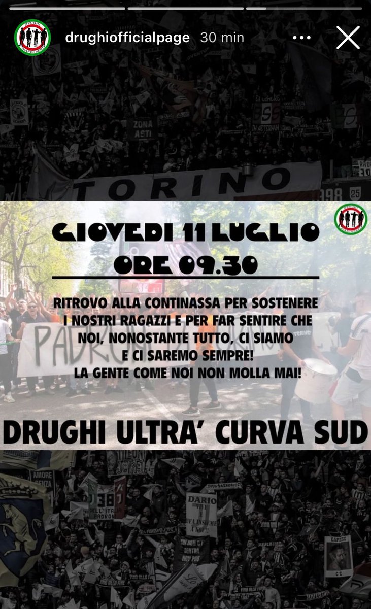 diecicentoTO's tweet photo. 🔥 GIOVEDÌ 11 LUGLIO H 9.30 🔥

..tutti i gruppi della Curva Sud alla Continassa per sostenere i ragazzi in vista della nuova stagione !!

CHI NON VIENE È MARCHISIO https://t.co/o6FFzFgr1k