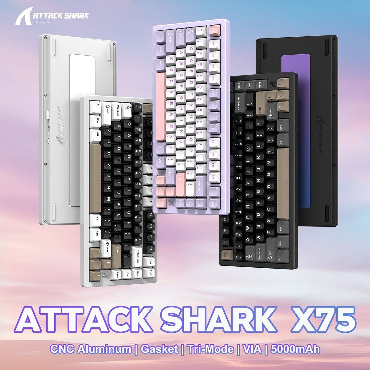 Introducing the Latest Released⌨️
Best Budget Keyboard? | Attack Shark X75 

Feature:
🌟6063 CNC Aluminum New Material
🌈Surfacing: Electrophoresis
🥧PCB-Gasket. 14 Dampening Buds
🔕Acoustic: 5 Layer Foams
💿Glass Mirrored Surface/304 Steel Weights
 3⃣ Tri-Mode. Ultra-low